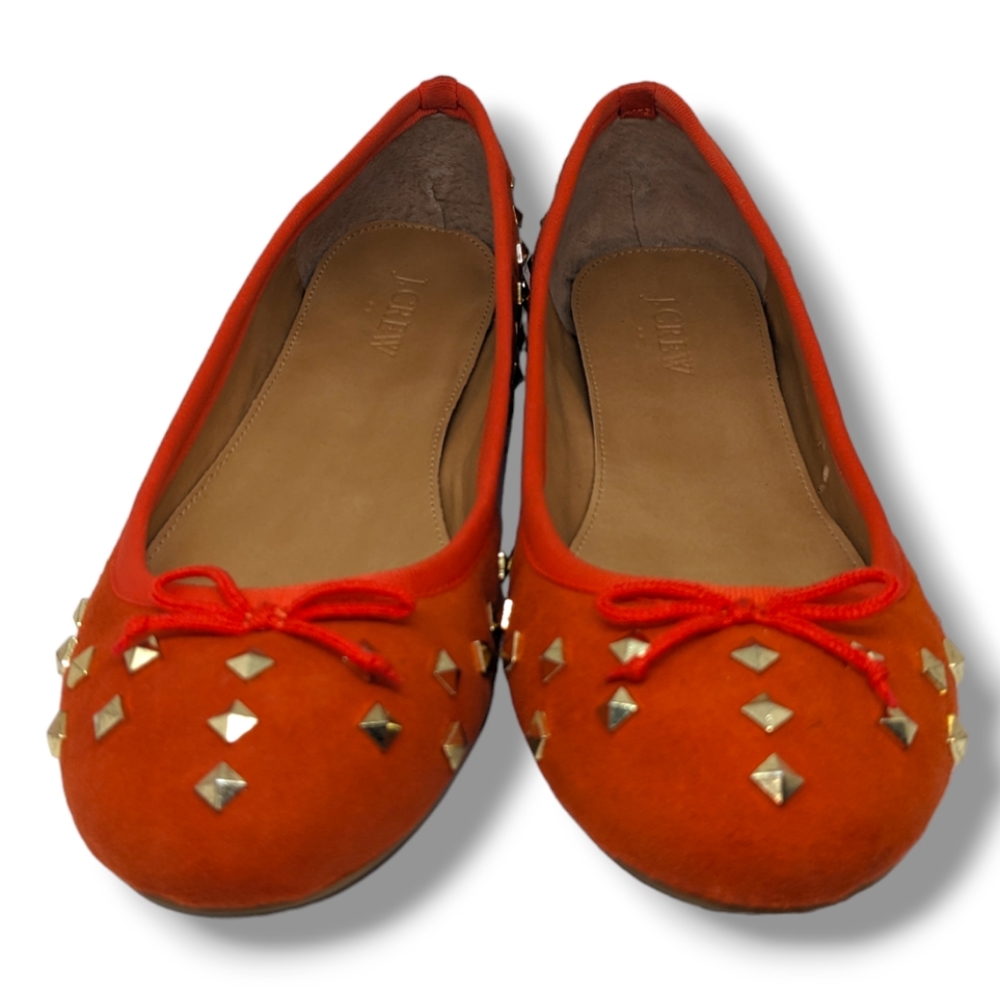 J. Crew Orange Flats with Gold Studs - Picture 2 of 6